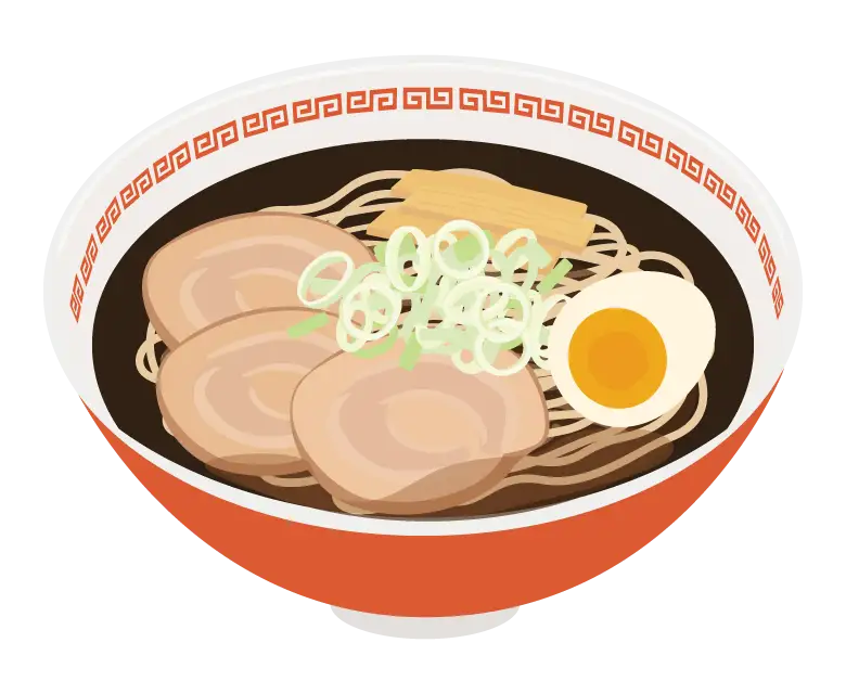 富山のブラックラーメンのイラスト