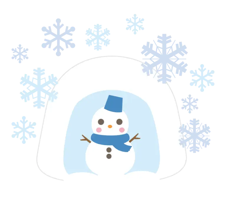 かわいい雪だるまとかまくらのイラスト