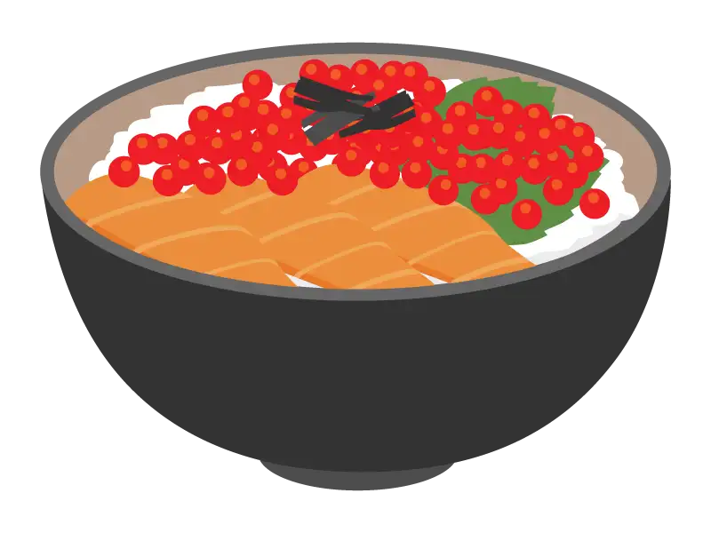 サーモンとイクラ丼のイラスト
