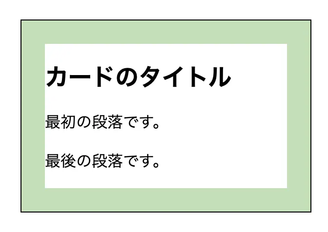 パディング 24px のカード。先頭の見出しと最後の段落のマージン 16px が加わり、上下端の余白が意図より大きくなっている