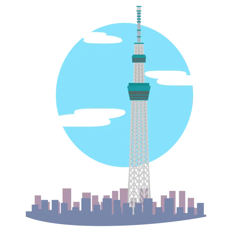 街並みとスカイツリーのイラスト