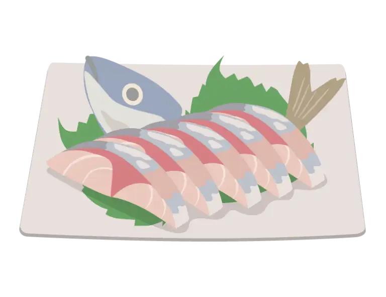 アジのお刺身のイラスト