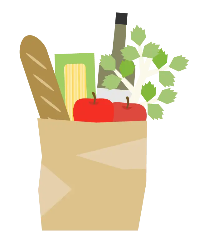 食料品の買い物のイラスト