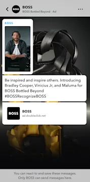 Sponsored Snaps boosted sales, ROI and incremental value for BOSS when the brand tested the format during a Snapchat campaign.