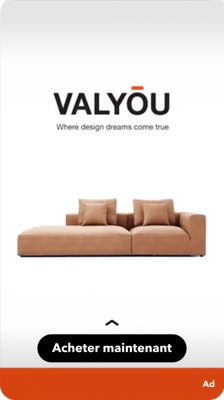 Snapchat ad for Valyou Furniture