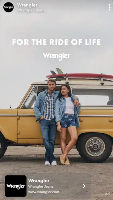 Wrangler showcases an amazing example of a Snapchat Ad