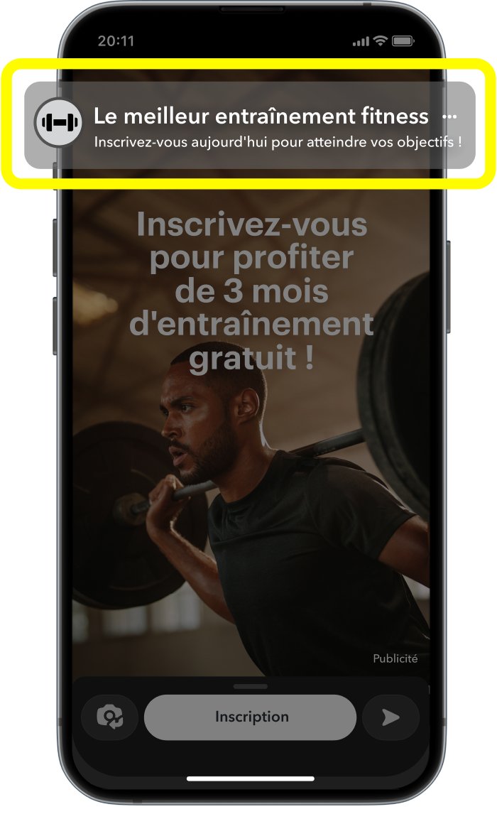 Ad showcasing a weight lifter with a coupon for 3 free months of training