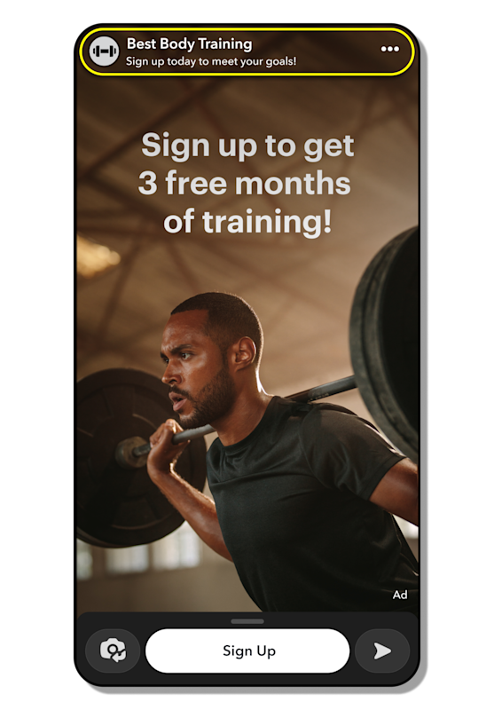 Ad showcasing a weight lifter with a coupon for 3 free months of training