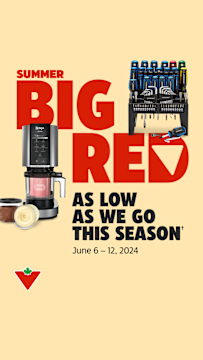 Summer Big Red Snapchat Ad from Canadian Tire featuring discounted products against graphic background