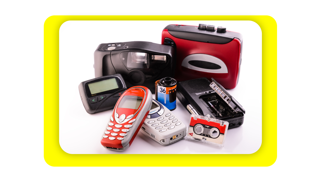 Images of old cell phones and cameras