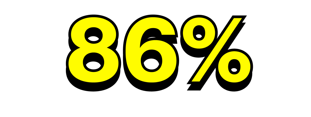 The number eighty-six percent displayed.