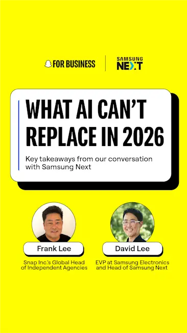 AI transformation discussion for independent agencies with Samsung Next and Snap for Business leaders.