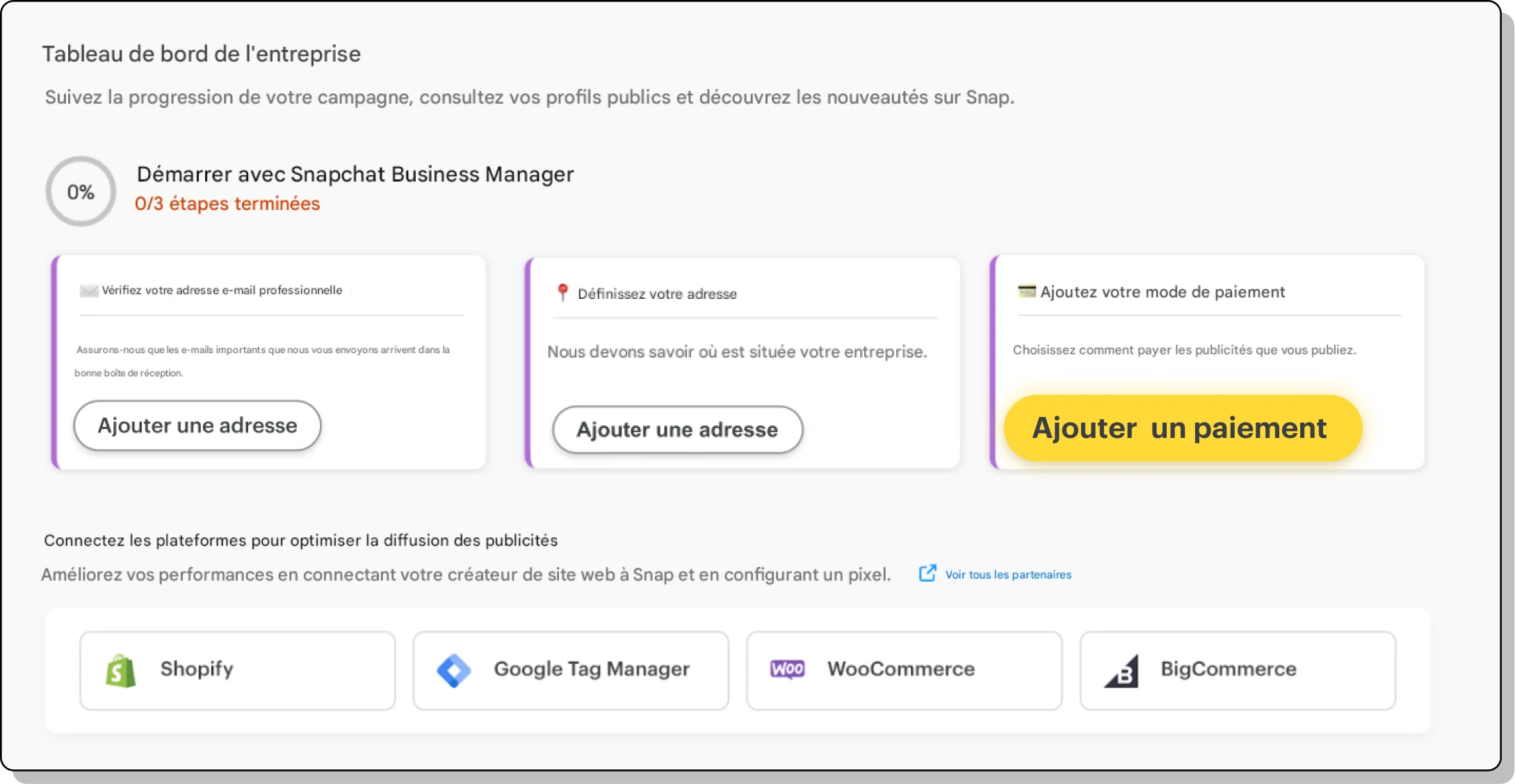Screenshot of 'Add Payment' yellow button highlighted on the Business Dashboard