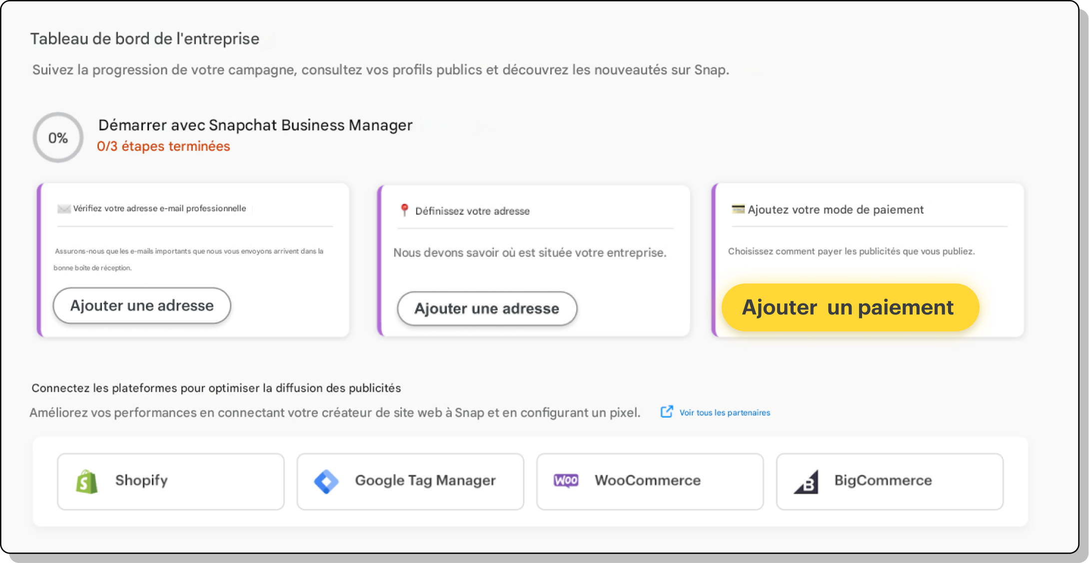 Screenshot of 'Add Payment' yellow button highlighted on the Business Dashboard