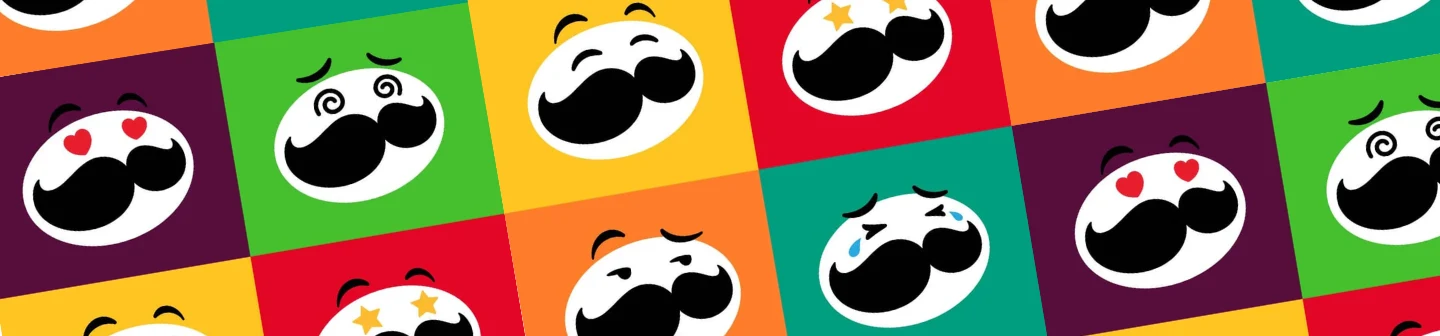 Motif coloré de la mascotte Pringles utilisé pour Snapchat Brand Awareness Ads.