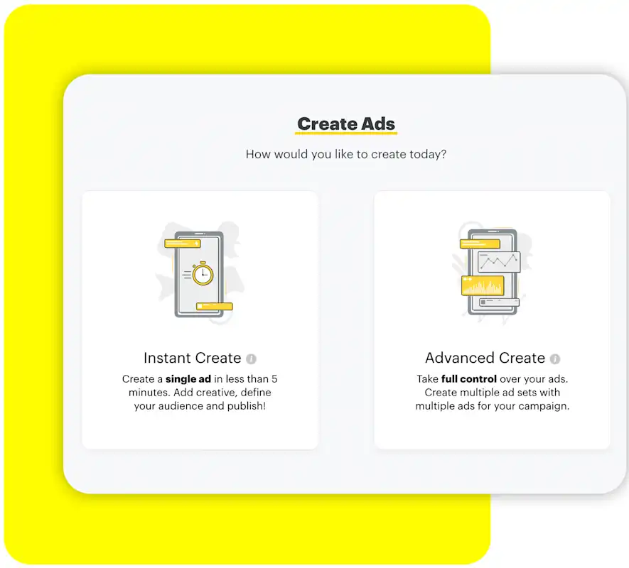Create Ads widget in Snapchat Ads Manager