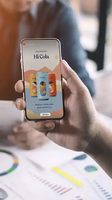 شخص يحمل هاتف يعرض إعلان "هاي كولا" على سناب شات