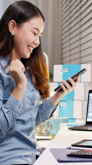 Woman looking at her cell phone