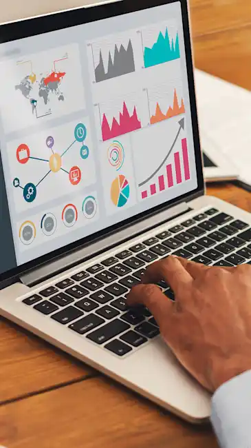 laptop with various graphs on it