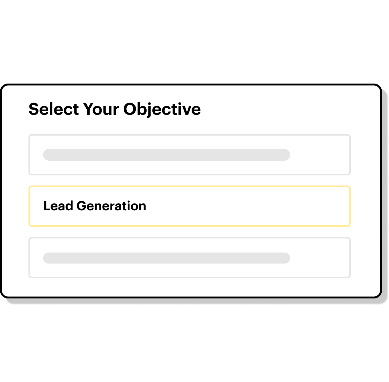 Program box showing how to select your objective