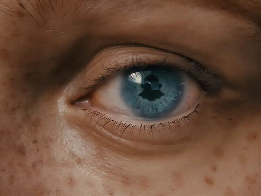 The Snapchat logo appears in the center of a human eye