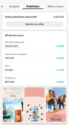 Dashboard showing your metrics data on your Snapchat post.