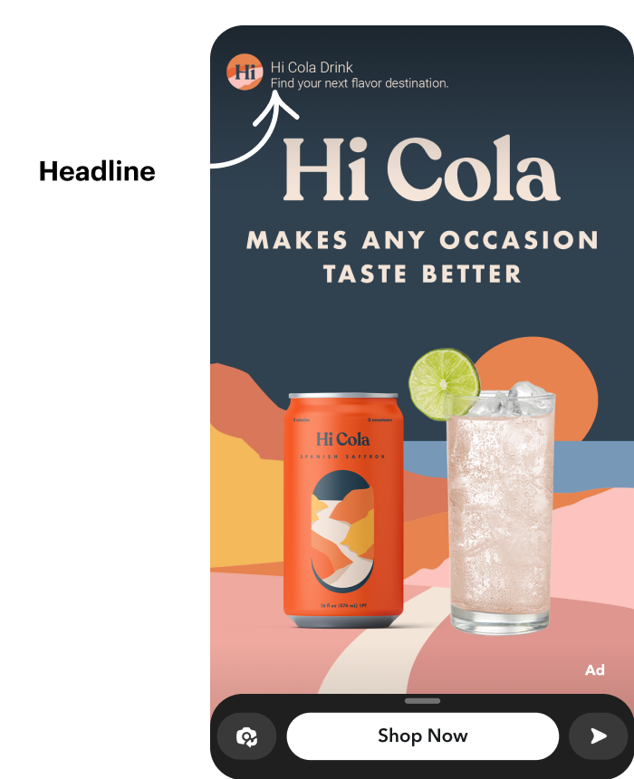 Snapchat Ad example of where your headline text goes