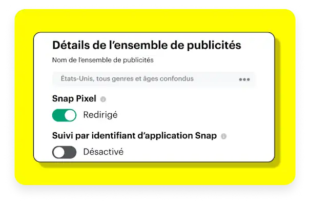 Dialog box showing how to attach the Snap pixel to your campaigns.