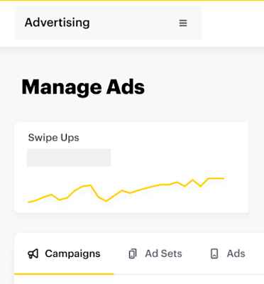 Screenshot of Snapchat Ads Manager showing  how many people saw your ad and swiped up