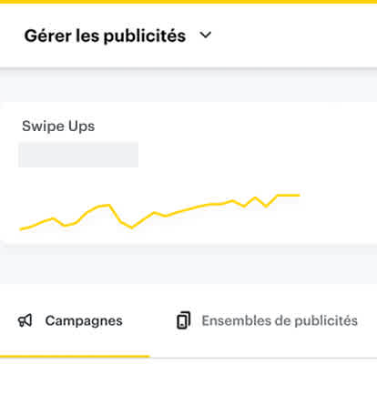 Capture d'écran de Ads Manager Snapchat montrant combien de personnes ont vu votre publicité et ont balayé vers le haut