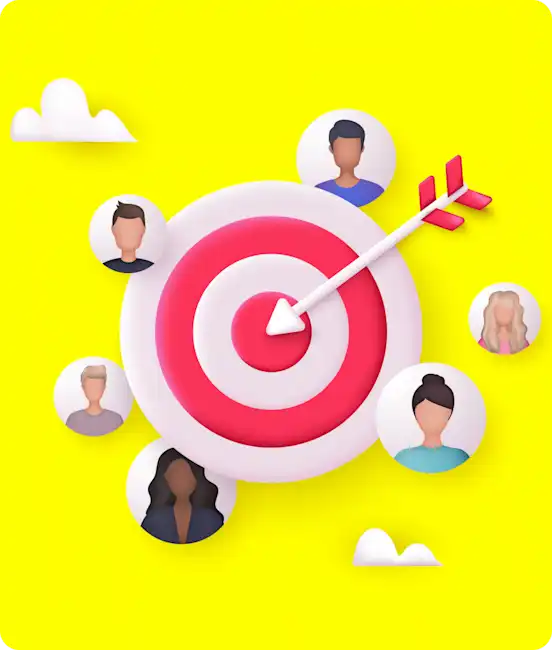 Round target board with arrow signifying reaching the right people with Snapchat Ads