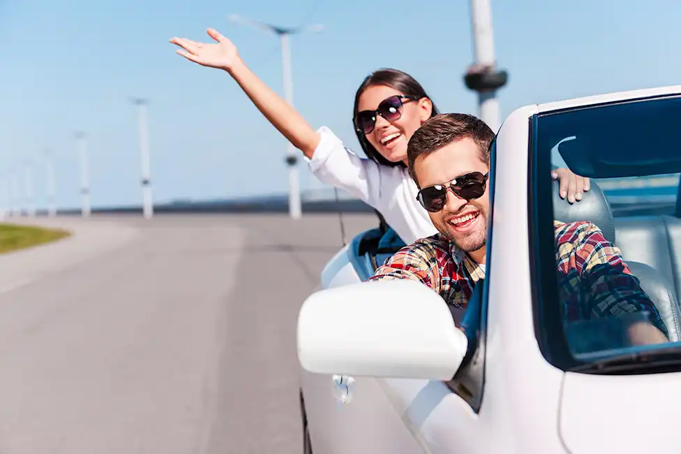 Couple driving