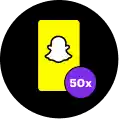 50 times icon with Snap ghost