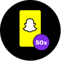 50 times icon with Snap ghost