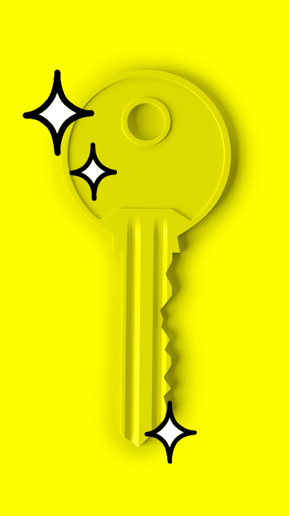 Large, sparkling yellow key