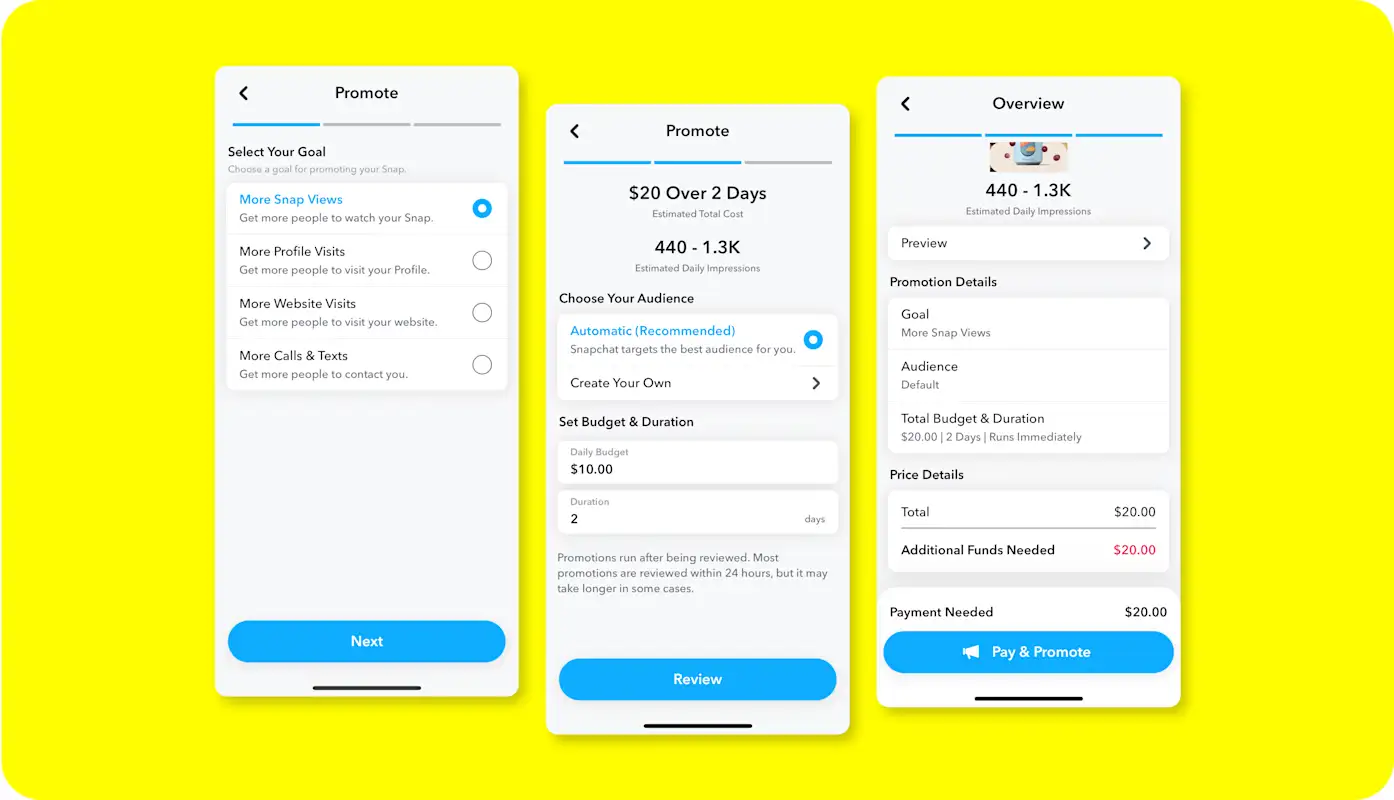 Image showing how to promote your ad on snapchat