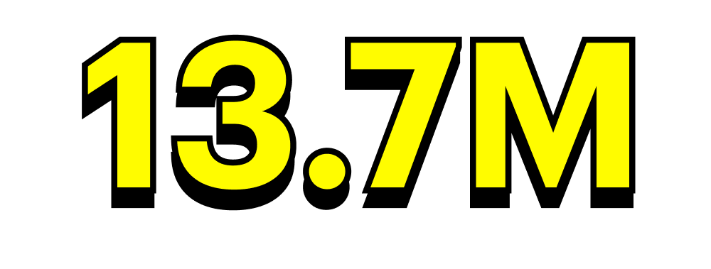 Thirteen point seven million