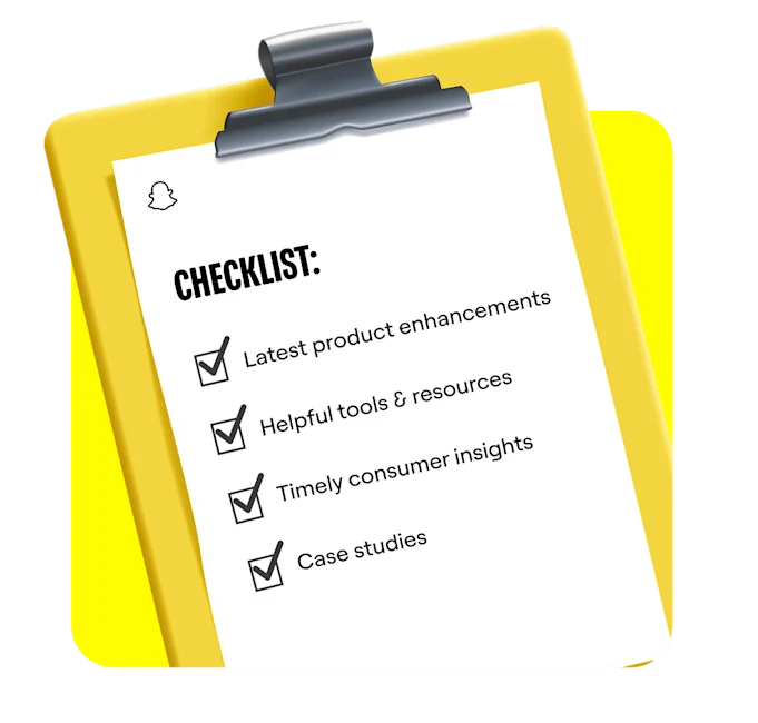 Checklist of content covered by the Snapchat for Business Newsletter