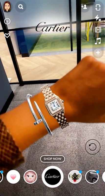 Cartier's bracelet and watch stacking try-on experience on Snapchat