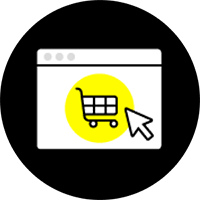 Icon of a shopping cart in a web browser