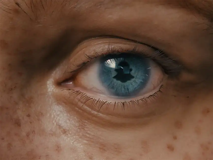 Image of a persons eye with the Snapchat logo as the iris