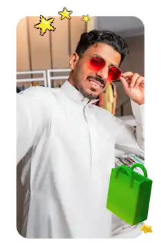Man in sunglasses taking a selfie. 