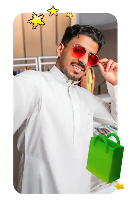 Man in sunglasses taking a selfie. 