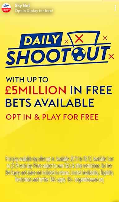 Sky Bet digital ad example on Snapchat