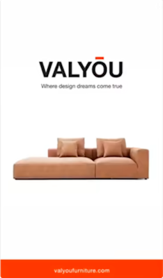 Valyou ad on Snapchat showing a couch