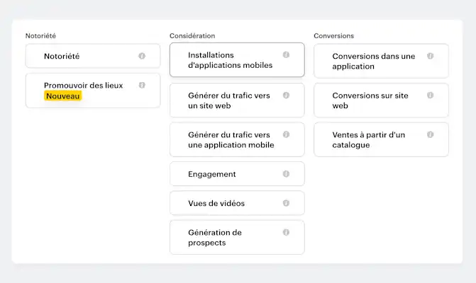 Capture d'écran d'Advance Create, une des options pour créer votre première publicité Snapchat