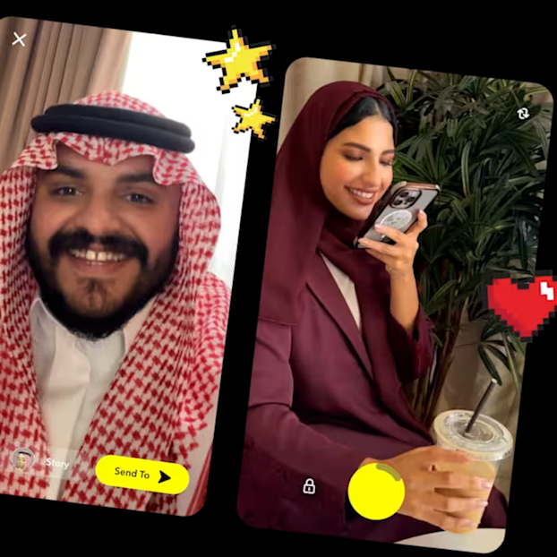 Two KSA family members video chat on Snapchat