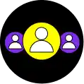 3 icons of people background