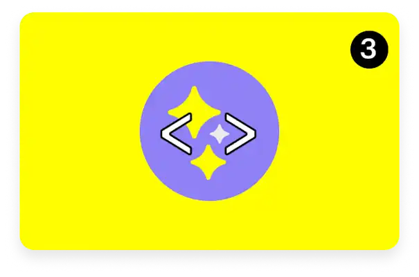 Icon of stars in the background with <> in the foreground