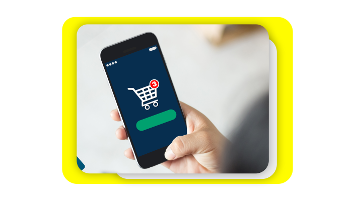 Mobile device showing someone adding a item to their shopping cart